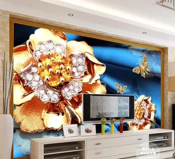 beibehang Большие изготовленные на заказ настенные обои любого размера синий рельеф трехмерные украшения из роз гостиная спальня ТВ фон