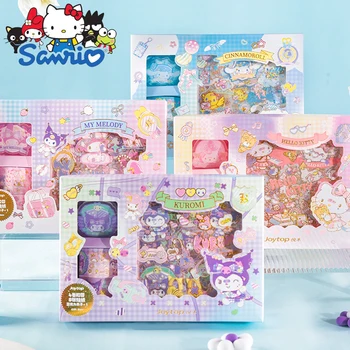 4 коробки, Набор мультяшных наклеек Sanrio, подарочная коробка, наклейка для колледжа Melody Kuromi Jk, подарочная коробка, студенческие канцелярские принадлежности Оптом