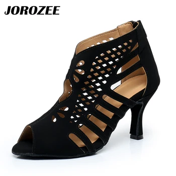 Ботинки для латиноамериканских танцев JOROZEE, женская обувь для занятий сальсой и танго, обувь для спортивных танцев в помещении, обувь для бальных танцев, кубические туфли на высоком каблуке 75 мм