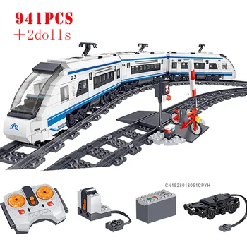 Городской радиоуправляемый поезд Железнодорожная техническая Высокоскоростная железная дорога на батарейках Строительные блоки Кирпичи Детские развивающие игрушки Подарки