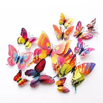 12 шт./пакет 3D двухслойная имитация бабочки весна в саду украшение детской комнаты ПВХ бабочка домашний декор