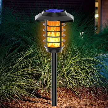 Светодиодный садовый светильник IP65 Водонепроницаемый, автоматическое включение/выключение, лампа с солнечным пламенем, Двойные режимы освещения, Ландшафтное освещение без мерцания, принадлежности для двора
