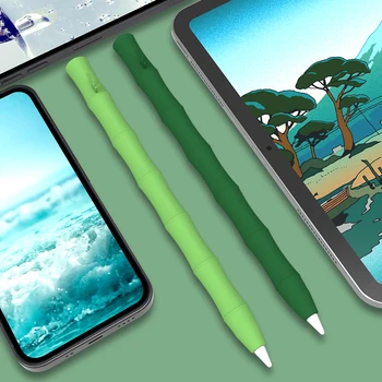 Новый бамбуковый силикон, совместимый с чехлом Apple Pencil 2/1, совместимый с планшетом iPad Touch Pen, защитный колпачок для стилуса, защитный кожух