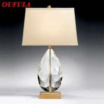 Настольная лампа с диммером OUFULA, Современный светодиодный настольный светильник с кристаллами и золотом, Роскошное украшение для дома, спальни