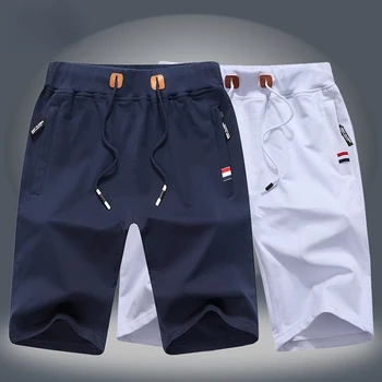Bingchenxu Men's Sweat Plus Size 2023 Новые Однотонные Короткие Спортивные мужские шорты с эластичным поясом, мужские повседневные хлопчатобумажные шорты для спортзала