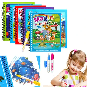 Детская Волшебная книга для рисования водой, Игрушки Монтессори, Многоразовая Книжка-раскраска, Волшебная книга для рисования водой, Сенсорные игрушки для раннего образования