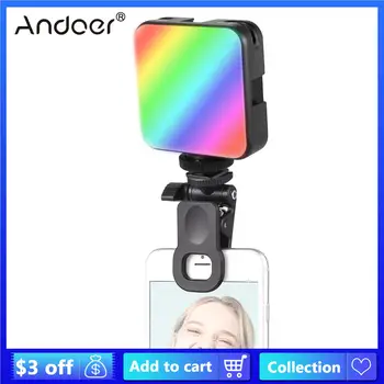 Andoer W64RGB Mini Clip-on Для Мобильного Телефона со Светодиодной Подсветкой RGB Selfie Fill Light 2500K-9000K для iPhone Samsung Huawei Xiaomi Компьютер