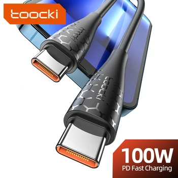 Toocki100 Вт USB C К USB C Кабель Для Macbook Huawei Xiaomi POCO Samsung 5A PD Кабель Для Быстрой Зарядки Зарядного Устройства Кабель Для Передачи данных Кабель Type C.