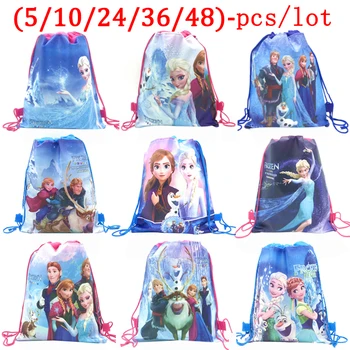Мультяшная сумка на шнурке Disney Frozen 2, подарок для вечеринки в честь дня рождения Анны Эльзы, Нетканые сумки на шнурке, рюкзак для покупок в пользу девочек