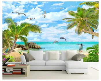 Декоративные обои beibehang Senior Красивые пейзажи кокосового пляжа с видом на море Фоновые обои для стен 3 d tapety