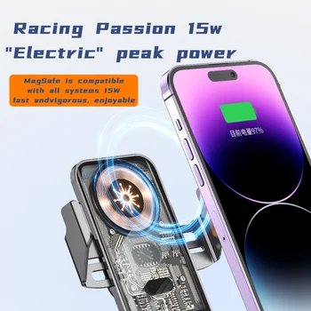 Магнитное беспроводное зарядное устройство мощностью 15 Вт, крепление на вентиляционное отверстие в автомобиле, подставка для держателя телефона, станция быстрой зарядки для iPhone 12 13 14 Pro Max macsafe
