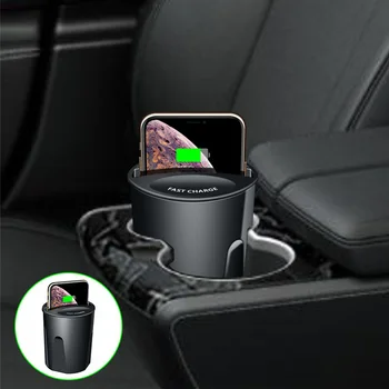 Автомобильное зарядное устройство для держателя чашки Беспроводная зарядная чашка для iPhone 13 12 Samsung S21 /20 /10 Портативные автомобильные зарядные устройства QI USB Type-C