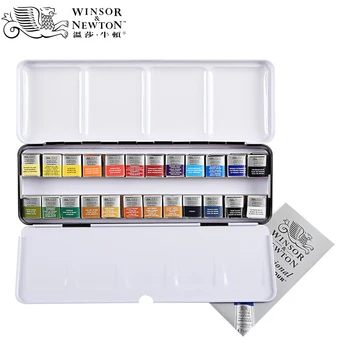 Профессиональный набор однотонных акварельных красок Winsor & Newton 12 Цветов 24 Цвета Металлический корпус