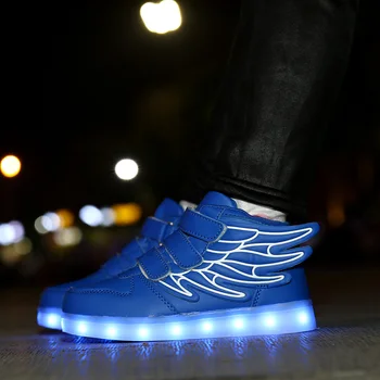 Светящиеся кроссовки Для мальчиков и девочек, мультяшная обувь со светодиодной подсветкой, Светящаяся трендовая детская обувь, Детские кроссовки Wing Charge, повседневные кроссовки, Ботинки