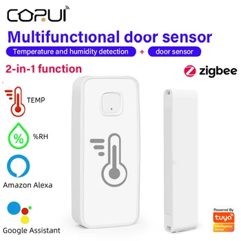 CORUI Tuya Smart ZigBee Smart Датчик температуры влажности Двери Приложение для дистанционного управления Работа с Alexa И Google Home Assistant