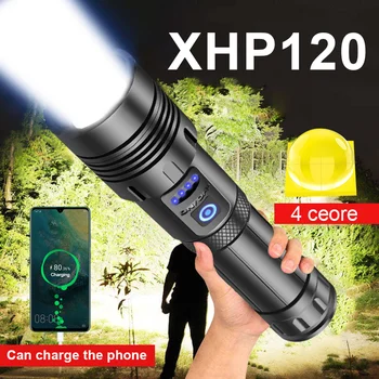 Мощный светодиодный фонарик Super XHP120 XHP90 High Power Torch light Перезаряжаемый тактический фонарик 18650 Usb Camping Lamp