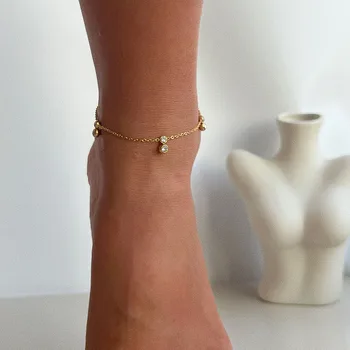 Изящный ножной браслет из чешского камня для женщин, ножные браслеты из нержавеющей стали, водонепроницаемые, не тускнеющие, минималистичные простые украшения, летние пляжные украшения