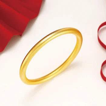 Браслеты из матового золота (6 мм) и браслеты для женщин, цвет чистого золота 60/62 мм, модные украшения