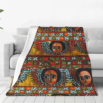 Фланелевое одеяло Эфиопской гордости, традиционное забавное одеяло африканского искусства для домашнего гостиничного дивана 200x150 см, одеяло