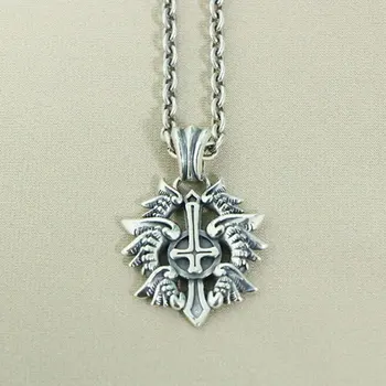 Ожерелье с мечом и перевернутым крестом из стерлингового серебра 925 пробы, модные украшения в готическом стиле в стиле панк