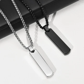 Новое модное брендовое ожерелье из нержавеющей стали для мужчин с толстой геометрической вертикальной полосой, повседневная простая подвеска-ошейник в подарок для него