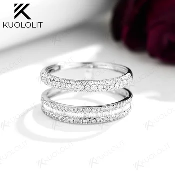 Женские кольца с натуральными бриллиантами Kuololit из желтого золота 18 карат 14 карат, кольца с бриллиантами круглой огранки для помолвки, свадебные ювелирные украшения