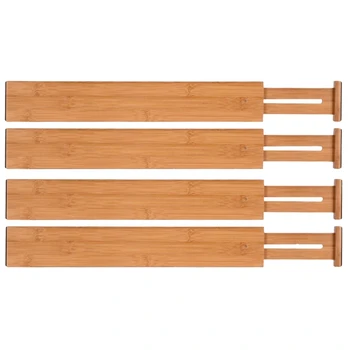 4ШТ Разделители для ящиков из натурального бамбука, подпружиненный органайзер для ящиков, регулируемый (43-56 см)