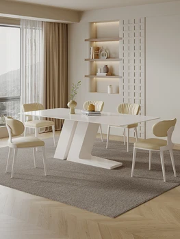 Сочетание обеденного стола и стула в стиле рок-панно во французском стиле, современный и минималистичный обеденный стол в домашнем кремовом стиле