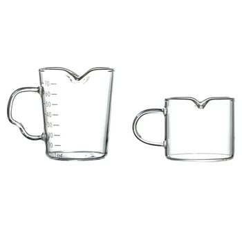 Набор из 2 стеклянных молочников с двойным носиком Для разливки кофе, кувшина для сливочного соуса Barista Craft Coffee Latte, Кувшина для вспенивания молока, Кувшинчика