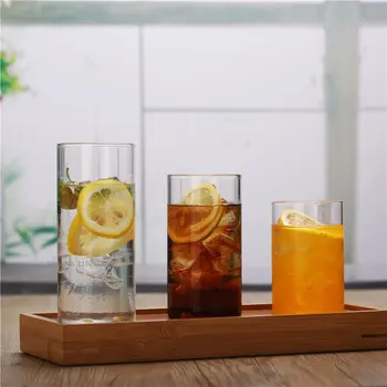 Креативная круглая прямая стеклянная кофейная чашка, термостойкая чашка для воды, японская чашка для молока, пива, сока, чая, Стеклянная чашка для воды