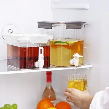 Бытовой холодильник, ведро для напитков, холодный чайник с краном, фруктовый чайник для холодного чая с пузырьками, охлаждающий чайник для сока и лимона