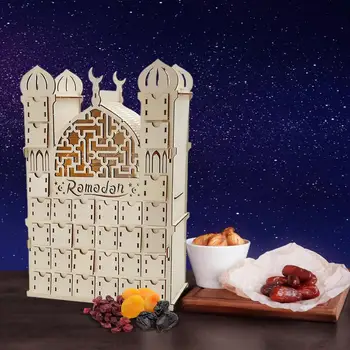 Календарь обратного отсчета Рамадана, деревянный Календарь обратного отсчета праздника Ид для верующих, сделанный своими руками, Многофункциональный ежедневник на тему Рамадана.