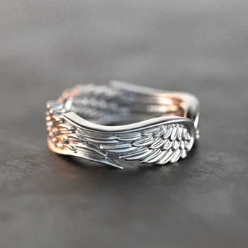 Huitan Простые Стильные женские кольца с крыльями, Металлические, посеребренные, Романтический подарок для девушки, Универсальное кольцо для вечеринки, Женская бижутерия.