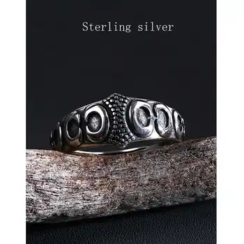 Кольцо из стерлингового серебра 925 пробы для женщин Кольцо со специальным символом в стиле панк, ювелирные изделия в стиле хип-хоп, Нейтральное Ювелирное изделие, Открывающееся кольцо, Регулируемые ювелирные изделия