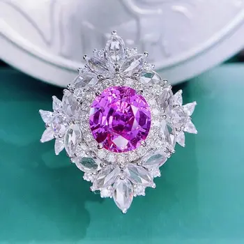 Кольцо с фиолетовым сапфиром HJY EGL 3,22 карата из настоящего Золота 18 карат, Натуральный Неотапливаемый Фиолетовый Сапфир, Драгоценный камень, Бриллианты, Женское Кольцо