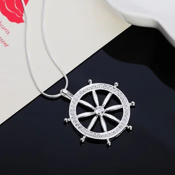 Горячее роскошное Дизайнерское Серебро с тиснением 925 пробы, Классическое ожерелье с подвеской 