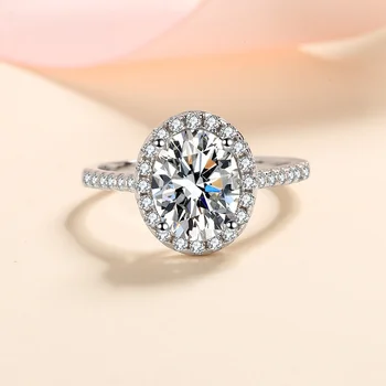 Серебряное кольцо с муассанитом S925 пробы, 1 карат, 2 карата, женское Обручальное кольцо большого размера, обручальное кольцо из стерлингового серебра