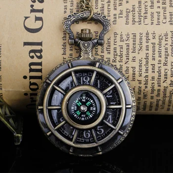 Изысканный дизайн Компаса, Винтажные карманные часы с полым скелетом, Черный Звездный круглый циферблат, Антикварные подвесные часы в стиле Ретро, подарки Унисекс