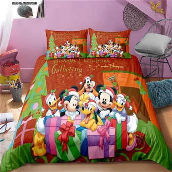 Модный Комплект постельного белья с мультяшным Микки Маусом Disney, Рождественское Украшение, детское Стеганое одеяло с 3D-цифровой печатью, Наволочка