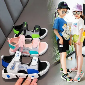 Детские сандалии 2021 летние новые цветные модные сандалии для девочек с мягкой подошвой, нескользящая повседневная пляжная обувь