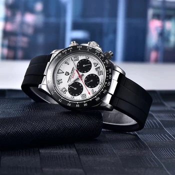 Новые мужские кварцевые наручные часы с роскошным керамическим безелем, хронограф, секундомер, водонепроницаемые мужские часы из нержавеющей стали