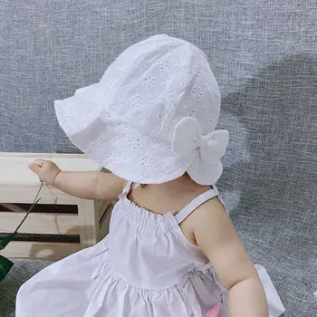 2023 Новая весенне-летняя уличная шляпка для маленьких девочек, шляпа рыбака с кружевным бантом, детская солнцезащитная шляпка, детские солнцезащитные кепки, Солнцезащитная кепка для малышей