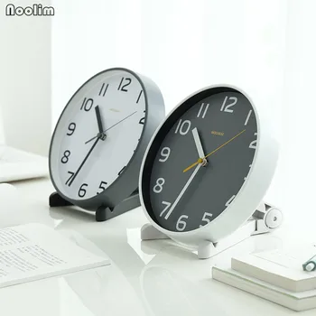 NOOLIM Минималистичные Часы для гостиной Европейский Креативный Стол Настенные Часы Спальня Маятниковые Часы с Отключением Звука Украшение рабочего стола