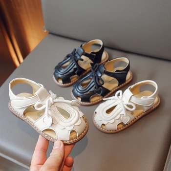Летние детские сандалии для маленьких девочек, обувь принцессы с бантиком, детские пляжные сандалии, мягкая подошва, обувь для малышей, Размер 22-30