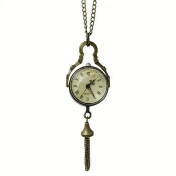 100 шт./лот Винтажный хрустальный шар кварцевые карманные часы ожерелье подарочные часы для мужчин женщин Оптом