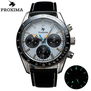 Proxima PX1692 Мужские спортивные часы 40 мм Seagull ST1902 Ручной механический 10Бар Сапфировый хронограф Ретро Роскошные Механические часы