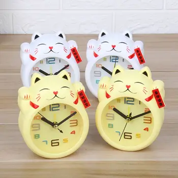 Китайские часы Lucky Cat, Фигурка Фэн-шуй, часы в красочной коробке, Детский будильник