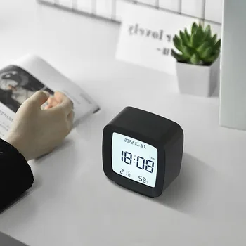 2023 Новый Маленький Цифровой светодиодный будильник для гостиной, умный датчик температуры и влажности, дисплей будильника