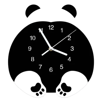 Настенные часы с мультяшной пандой, бесшумные Забавные животные, подвесные рисунки для часов времени для детской спальни, украшения детской комнаты, новинка 2023 года