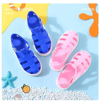 2023 Новые детские сандалии, желейные нескользящие детские туфли Baotou на мягкой подошве, пляжная обувь, детские сандалии с полой подошвой для мальчиков и девочек